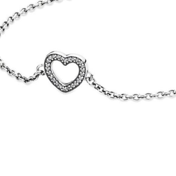 Authentic Pandora Silver Symbol Of Love Heart With - Picture 3 of 3